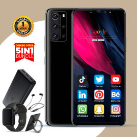 5 In 1 Bundle Offer, KHK P40 Smartphone, -4G-32GB-4GB-6 Inch-13mp- 20000Mah Power Bank With 3 Usb Port With, Marca Digital Watch, C200 Bluetooth Headset With Micro Sd Support, Mobile Ring Holder, PL40