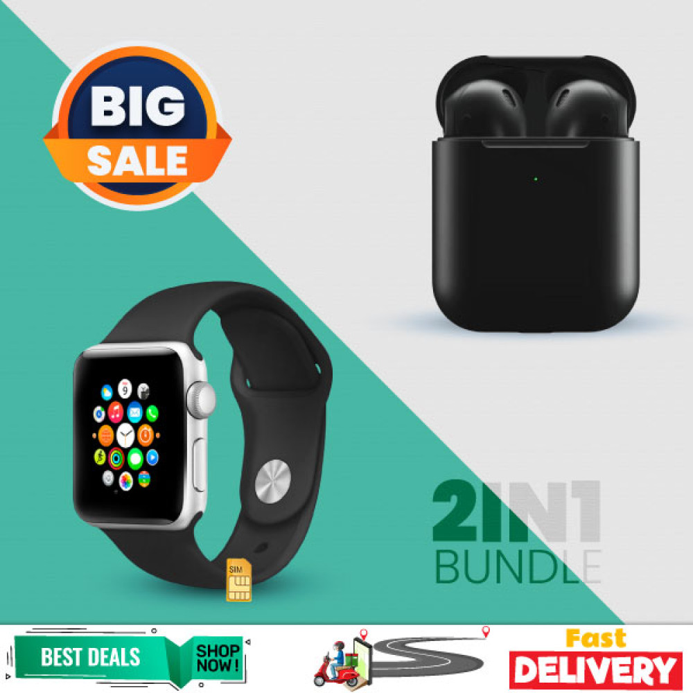 2 In 1 Combo, Lenosed A1 Camera Smart Mobile Watch, Tws Bluetooth  Headphones, LD30