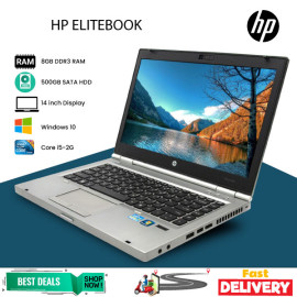 HP EliteBook 8460P Business Notebook Laptop, Core i5-2nd Generation CPU, 8GB DDR3 RAM, 500GB SATA HDD, 14 inch Display, Windows 10
