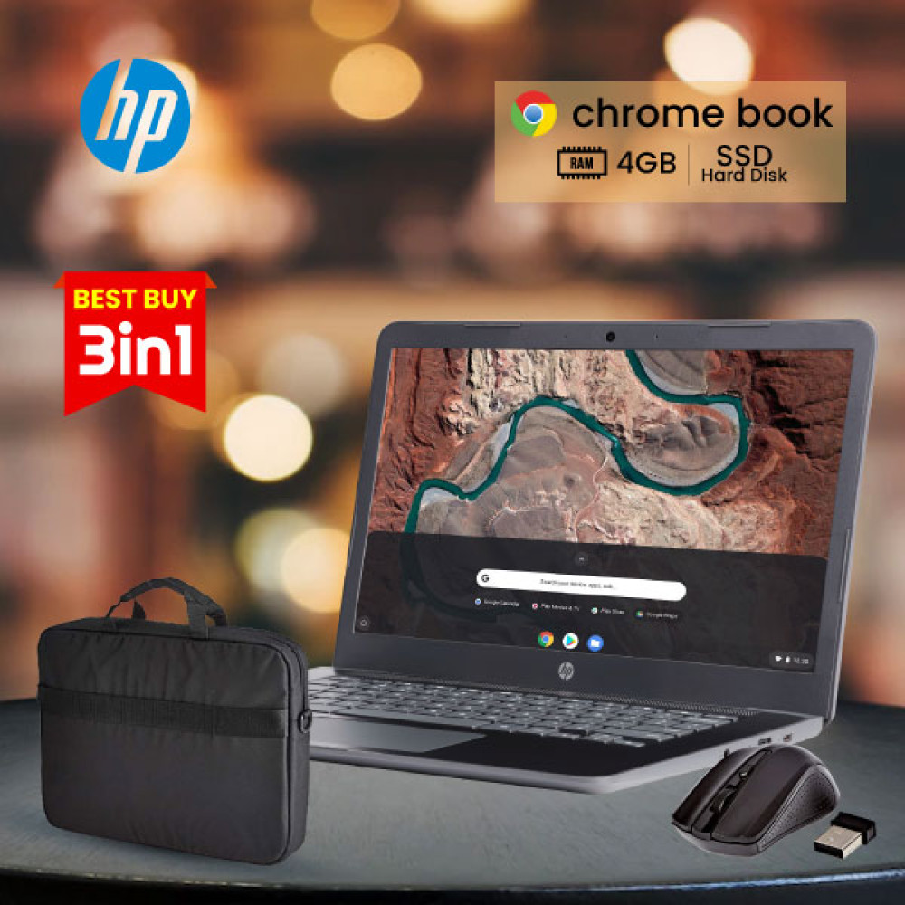 3 In 1 Combo Offer, HP Chromebook, 4GB Ram, 16 GB Ssd, 12 Inch Screen, Laptop Bag, With Mouse, HPG5