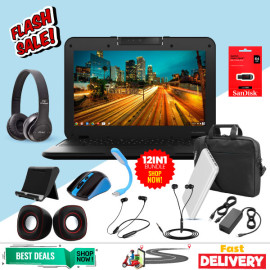12 In 1 Combo Offer, Lenovo Chromebook, 4GB Ram, With Laptop Bag, 3 Port Power Bank, B luetooth Headphone, Laptop Speaker, Mobile Stand, Mouse, Maxon Headset, USB LED Light, Sandisk Flash Drive 64GB, Wired Headphone, Charger, LVNM