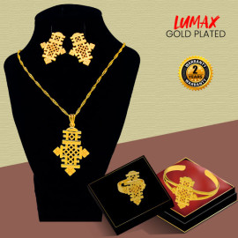 4 In 1 Offer, Milano New Fashion Gold Plated Necklace Set, Gold Plated Bracelet, Gold Plated Bangles, Earrings With Ring, M300