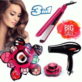 3 In 1 Combo Offer, Classics Professional Make Up-kit, High Quality Hair Dryer, Professional Hair Straighteners, CL20
