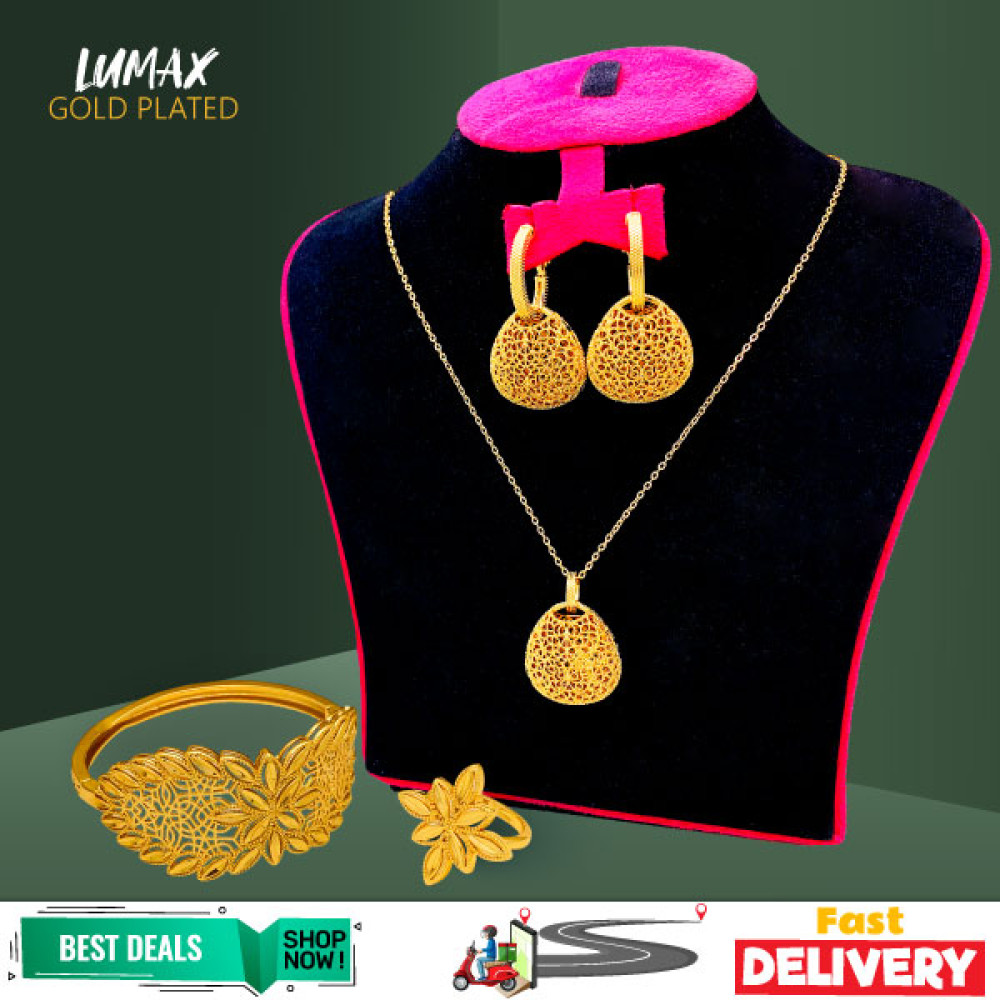 Lumax Combo Offer, Milano Fashionable Gold Plated Necklace Set, With Bangles, CL10