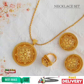 New Fashion Ethiopian Jewelry Set Pendant Gold Plated Necklace Set Fashion Circle Desig, E200