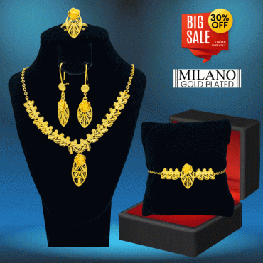 2 In 1 Bundle Offer, Milano New Fashion Gold Plated Necklace Set, Crystal Stone Gold Plated Bracelet, ML44