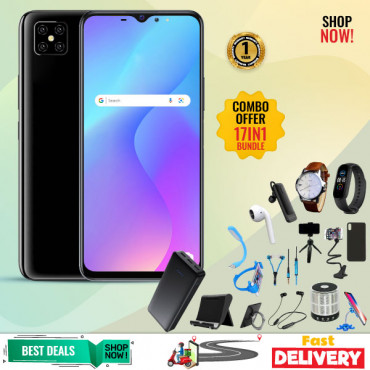 17 In 1 Offer, KHK A73 Smartphone, -4G-32GB-4GB-5.5 Inch-13mp- Powerbank,163 Bluetooth,yazol Watch,single I7,C200 Headset,bed Holder, Stand, Selfi Stand, Zipper,led Watch,ring Holder,ok Stand, Speaker,selfi,mp3,cover