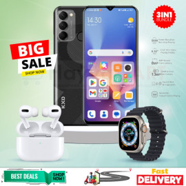 3 In 1 Bundle Offer,Classic Core Dual SIM Mobile Phone Android, 32 GB Storage, 6.5 Screen Size 6.5, 5000 mAh Battery, With i7 Plus Smart Watch, Air Pro 3 Bluetooth In-Ear Earbuds, D70