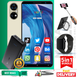 5 In 1 Bundle Offer, Discover P50, Smartphone,4G / Lte, Android,5.0 Inch,4Gb Ram, 32Gb, Dual Camera, Dual Sim, 20000Mah Power Bank With 3 Usb Port With, Marca Digital Watch, Selfi Stick, Mobile Ring Holder, DP50