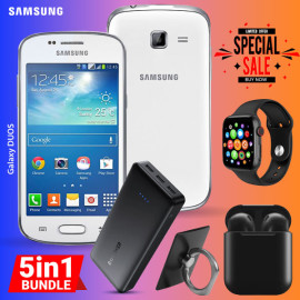 5 In 1 BundleOffer, Samsung Galaxy S Duos, Smartwatch Android Bluetooth Smart Watch, Inpods-12 Earbuds, Power 10000 mAh Power Bank with 2-USB Cable, Ring Holder, DP03