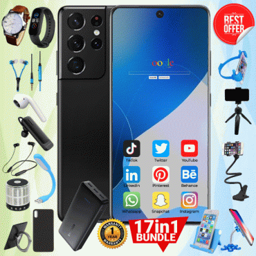 17 In 1 Offer, Vinsoc Discover S21 Ultra Smartphone, -4G-32GB-4GB-5.5INCH-13mp- Powerbank,163 Bluetooth,yazol Watch,single I7,C200 Headset,bed Holder, Stand, Selfi Stand, Zipper,led Watch,ring Holder,ok Stand, Speaker,selfi,mp3,cover, 21S
