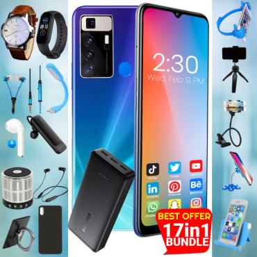 17 In 1 Offer, K Mouse S91 Smartphone, -4G-32GB-4GB-6 Inch-13mp- Powerbank,163 Bluetooth,yazol Watch,single I7,C200 Headset,bed Holder, Stand, Selfi Stand, Zipper,led Watch,ring Holder,ok Stand, Speaker,selfi,mp3,cover, KS91