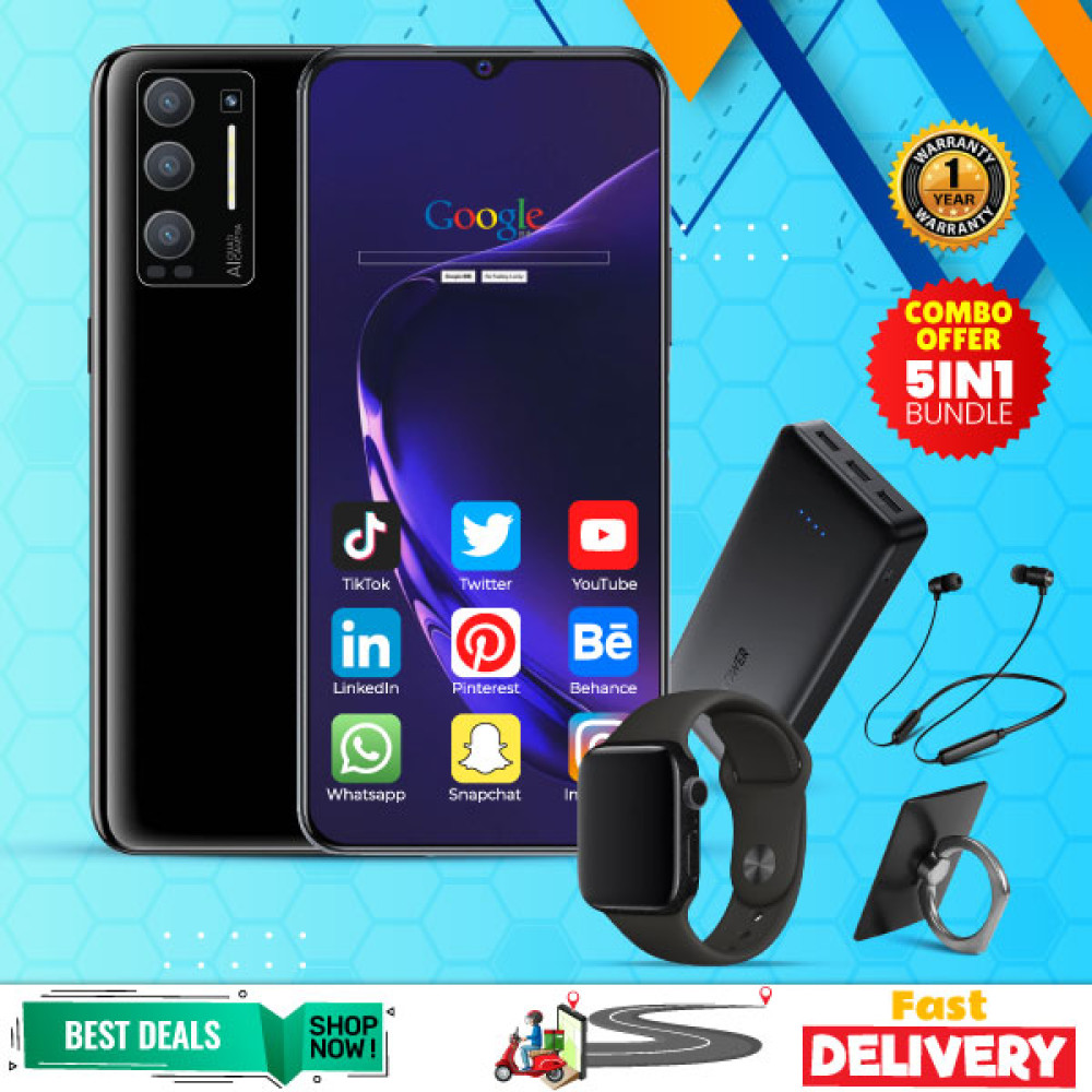 5 In 1 Bundle Offer, Discover S21S Smartphone, 4G -32GB - 4GB - 5.5'INCH - 13MP & 13MP, Dual Camera, Dual Sim, 20000mah Power Bank With 3 Usb Port With, Marca Digital Watch, Bluetooth Headset, Mobile Ring Holder, US21