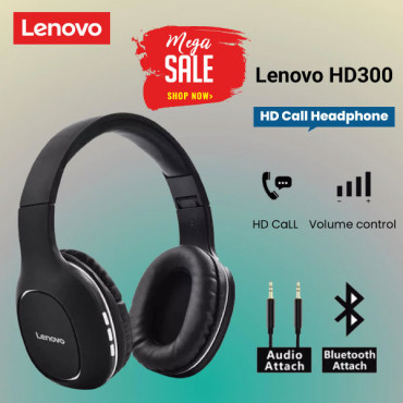 Lenovo HD300 Foldable Over Ear Bluetooth Headset Black