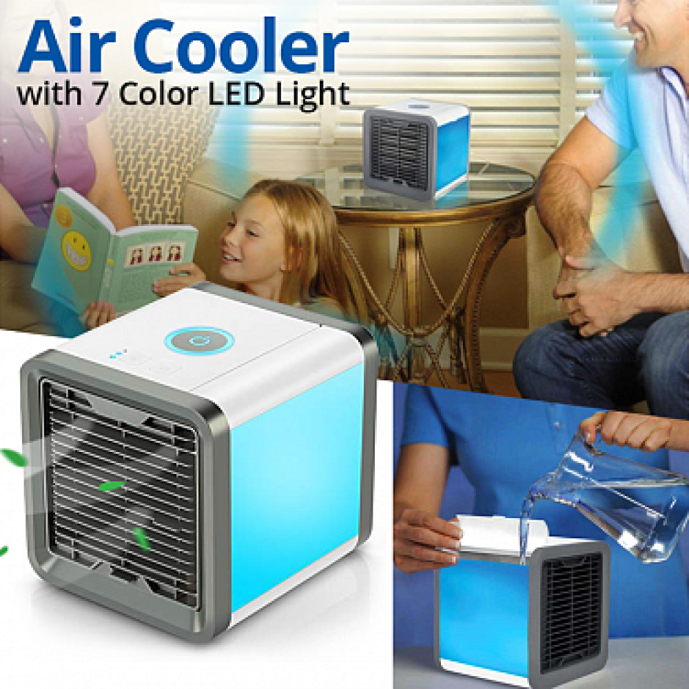 Personal Space Air Conditioner Fan Air Cooler with 7 Color LED Light Purify & Humidiry, USB Charger, C30