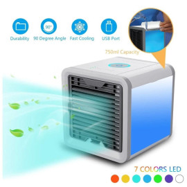 Personal Space Air Conditioner Fan Air Cooler with 7 Color LED Light Purify & Humidiry, USB Charger, C30