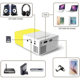 LED Projector Portable LCD Projector 400 Lumens 720P/1080P Projection Machine HDMI, AV, SD ,TF Card Slot With Remote Controllers, PR98
