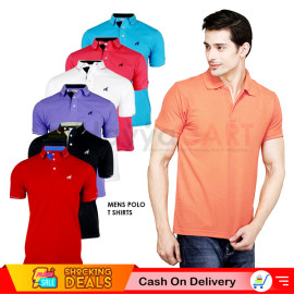 Mens Polo Neck Solid T Shirts Set of 6 Pieces Assorted Color, T60