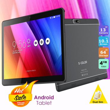 S Color U100, 10.1-Inch Tablet, Dual SIM, 4GB RAM, 64GB, 4G LTE, Wi-Fi,