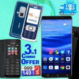 3 In 1 Bundle Offer, Dawn Neo Smartphone With 4G, 4.0 Inch Hd Lcd Display, 1Gb Ram, 32 Gb Storage, Dual Camera, Dual Sim, Nokia 6120 Mobile Phone, Nokia 105 Mobile, N800