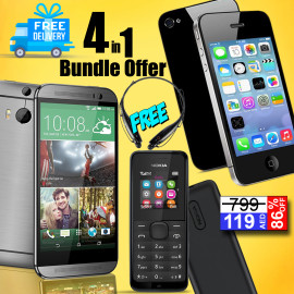 4 In 1 Bundle Offer, Descover F8 Cell Phone , Dual Sim, 2.0 Mp Camera, 4" Inch Touchscreen, 4S Touch Phone, 4S, Nokia 105, 730 Headset, AS100