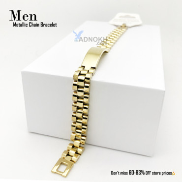 Men's Metallic Chain Bracelet In Gold, BR901