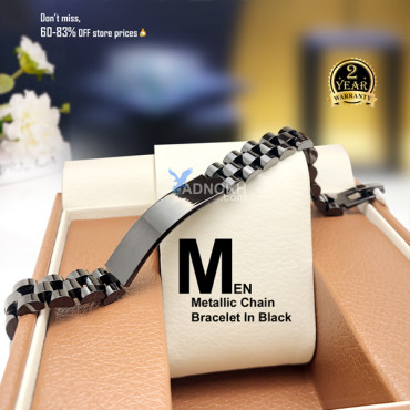 Men's Metallic Chain Bracelet In Black, BR903