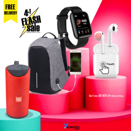 4 In 1 Flash Sale, Anti-theft Backpack With Usb Port, Smart Watch, Splashproof Wireless Bluetooth Speaker, New Tws True Wireless Bluetooth Headset BA02