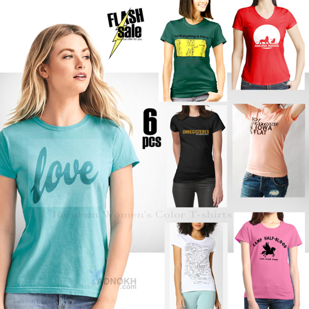 New Spandex 6 Pcs Random  Women's Color T-shirts, W0292