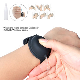 Wristband Hand sanitizer Dispenser,Silicone Refillable Wristband Watch with Squeeze Bottle, 10ML, W029