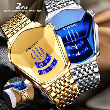 2 Pcs Military Fashion Sport Watch Men Wrist Chronograph Watch, M84