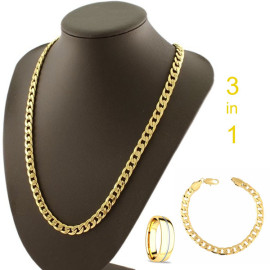 3 In 1 Combo Offer, Milano High Quality Gold Plated Chain, Bracelet, Ring For Women, GL20