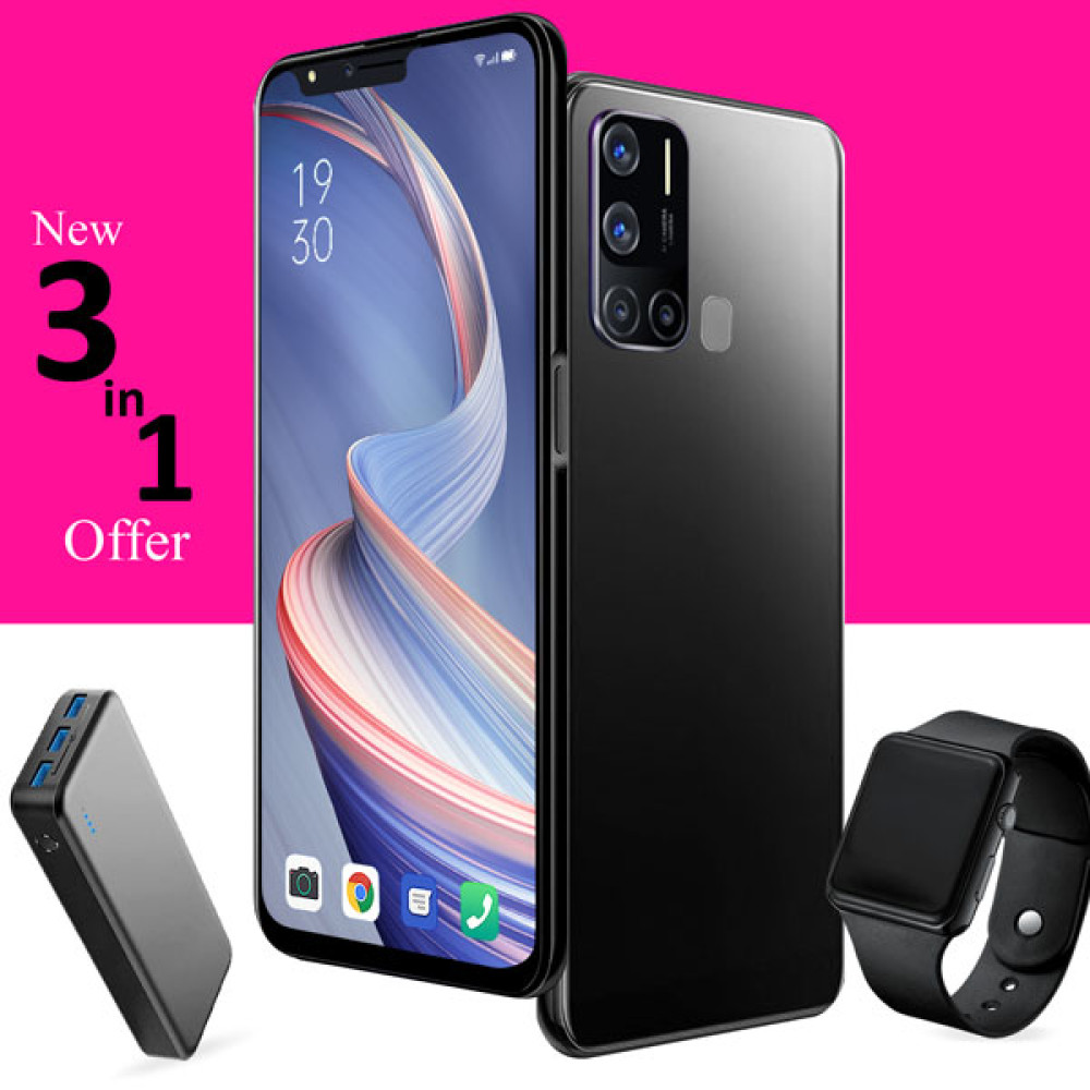3 In 1 Bundle Offer, K Mouse S72 Smatphone, 4g, 32gb, 4gb, 13mp & 13mp, 5.5 ”inch, 20000mah Power Bank With 3 Usb Port With, Marca Digital Watch, S72
