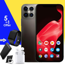 5 In 1 Bundle Offer, K Mouse S34 Smatphone, 4g, 32gb, 4gb, 13mp & 13mp, 6 ”inch, New I12 Tws Bluetooth 5.0 Wireless Earbuds Headset, 20000 mAh 3 Port Power Bank, Mobile Ring Holder, Macra Watch, S34