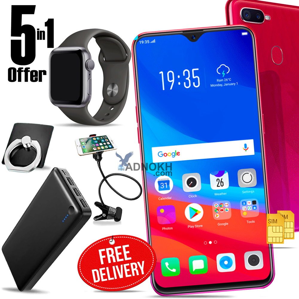 5 In 1 Bundle Offer, Magic F9 Pro Smartphone With 4G, Android 7.0 (Marshmallow), 5.0 Inch HD LCD Display, 2GB RAM, Dual Camera, Dual Sim, 20000 mAh 3 Port Power Bnak, Macra Watch, Mobile Ring Holder, Mobile Rotating Holder, F9Pro