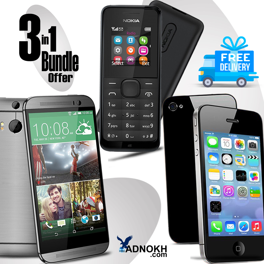 3 In 1 Bundle Offer, Discover A8 Cell phone , Dual Sim, 2.0 MP Camera, 4" inch Touchscreen ,, Discover 4STouch Phone, Nokia 105, SA456