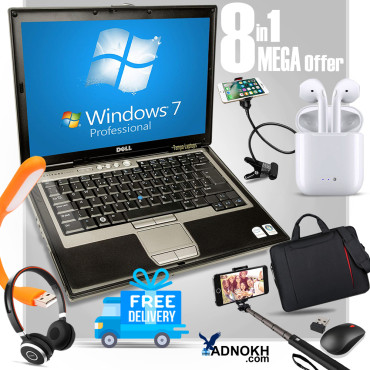 8 In 1 Bundle Offer Dell Latitude D620, 2GB, 120 Hdd, 15 Inch Led, Windows 7, Bag, Selfie Stick, Mouse, Headset, Usb Led Light, Mobile Holder, Double Earpod