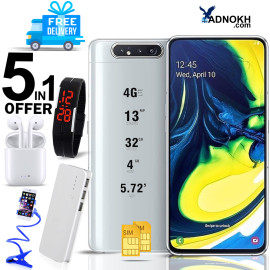 5 in 1 Bundle Offer, Discover A80 Smartphone, 4g / Lte, Android 7.0 (Marshmallow), 5.5 Inch Hd Lcd Display, 4gb Ram, 32gb Storage, Dual Camera, Dual Sim, With Power Bank, Zooni I7s Twins Bluetooth Earpod, Led Band Watch, Mobile Ring Holder, A008