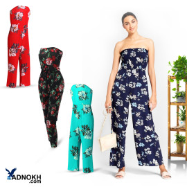 High Quality Women's Strapless Floral Jumpsuit, WN001