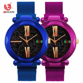 Deffrun Magnetic Attraction Clasp Women Wrist Watch Shining Dial Face Casual Style 5 Pcs Quartz Watch, W937
