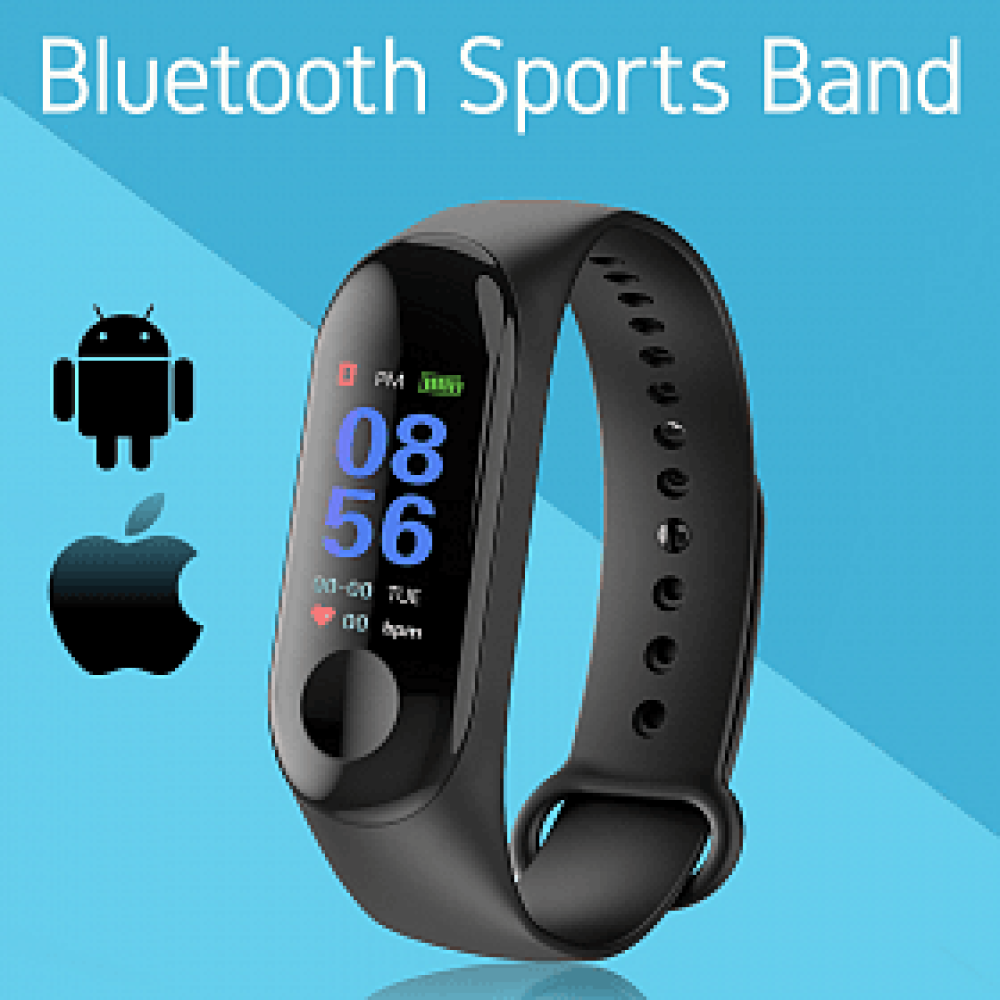 M3 Smart Sports Bracelet Fitness Band with Heart Rate Monitor Bluetooth Waterproof Pedometer For Android & iOS, Black